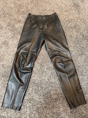 North Beach Genuine Leather High Rise Tapered Pants Black Vintage